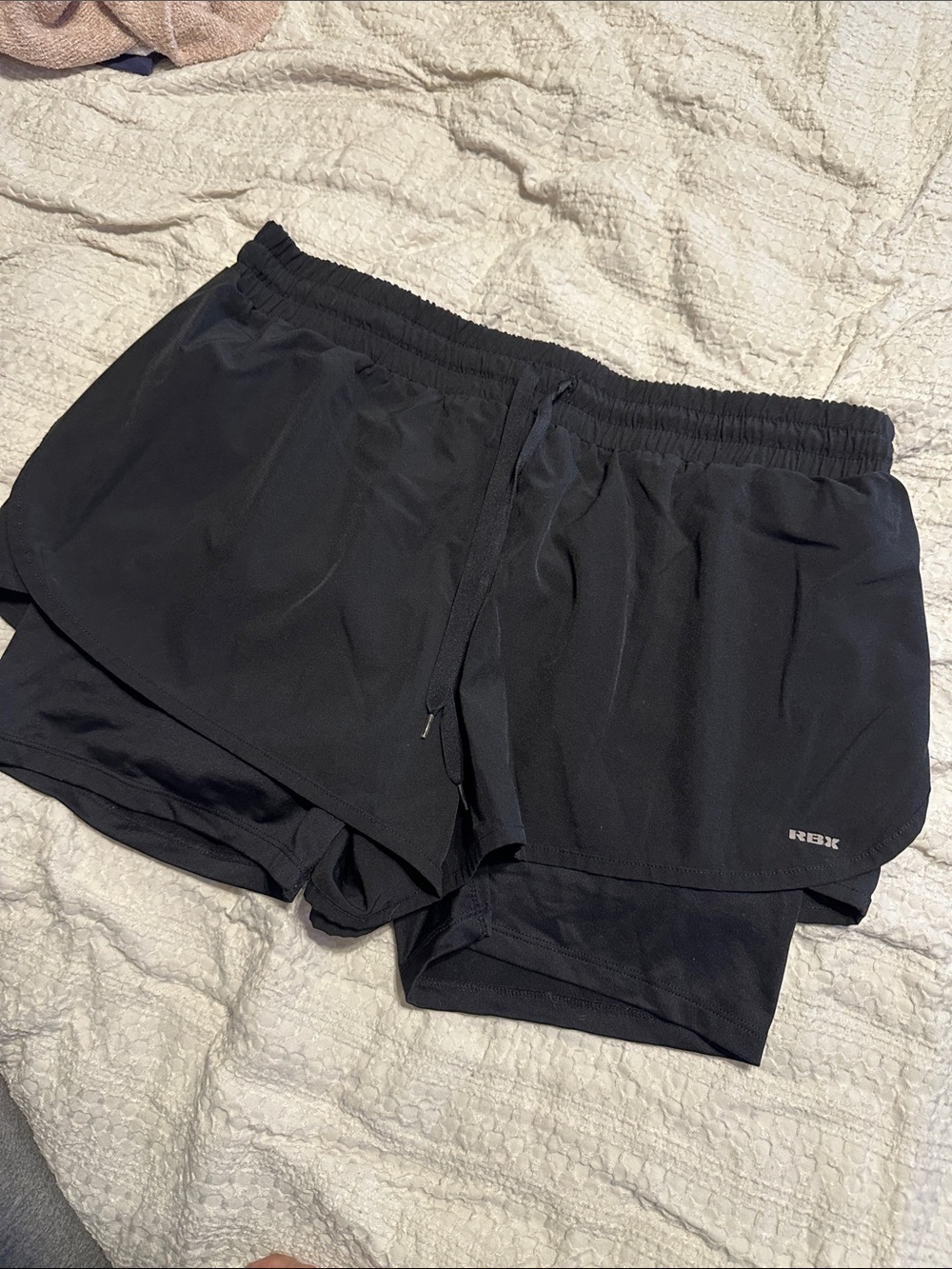 RBX Black Double-Layer Training Shorts